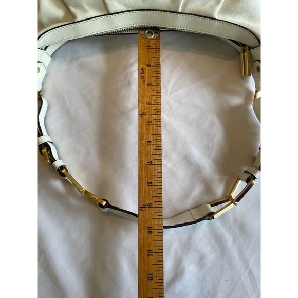 New Calvin Klein Soft Nappa Leather White & Gold Hobo Shoulder Bag ~ Excellent! - Picture 14 of 14